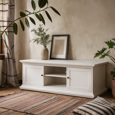 The Range Osaka Farmhouse Wooden TV Unit 2 Doors - White