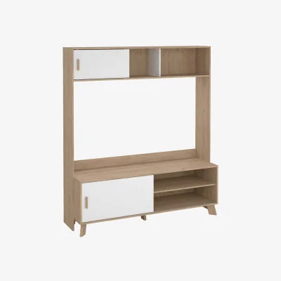The Range Wyld Haus Hobro TV Unit, Natural Oak & White, 2 Sliding Doors - Natural