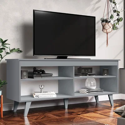 The Range TV Stand Cabinet Unit with 4 Shelves for TVs up to 55 Inches - Grey