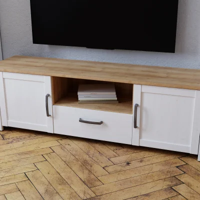 The Range Bohol 2 Door 1 Drawer TV Unit - Riviera Oak & White