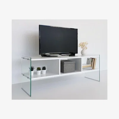 The Range Major TV Unit White 120 cm Tv400 Transparent White - White & Glass