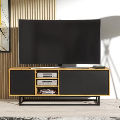 The Range TV Unit 150cm - Oak  Black - Colour:  Oak Body & Black Matt Doors