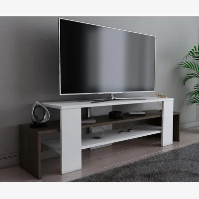 The Range Lenora Modern TV Unit TV Stand for TVs up to 55" - White&Walnut Pattern
