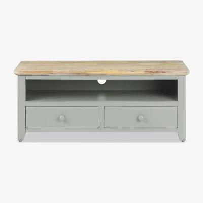 The Range Florence Wooden TV Unit with 2 Drawers - Sage Green