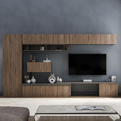 The Range Cardiff Wall Mounted Entertainment Center - Black and Alina Pattern