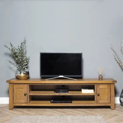 The Range Rustic Oak Large Wide Screen Tv Unit  - Brown