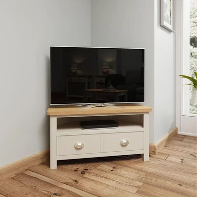 The Range Home Source Ramsgate 1 Drawer Oak Corner TV Stand - Grey