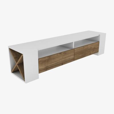 The Range Sosruko 155cm Wide TV Unit with Open Shelves  - Walnut Pattern & White