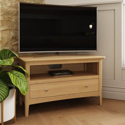 The Range Flaxby Corner TV Unit - Light oak