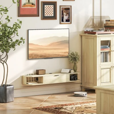 The Range HOMCOM 120 cm Floating TV Unit for TVs up to 50 Inch - Natural