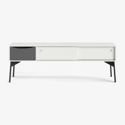 The Range Wyld Haus Nordborg Grey and White TV Unit with 2 Sliding Doors and 1 Drawer - Grey