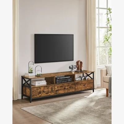 The Range VASAGLE Large TV Cabinet with Storage Drawers, Media Console Table, Open Shelves for Living Room, Steel Frame