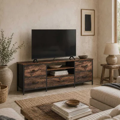The Range Beladen 140cm Industrial Multi-Storage TV Stand - Rustic Brown and Black