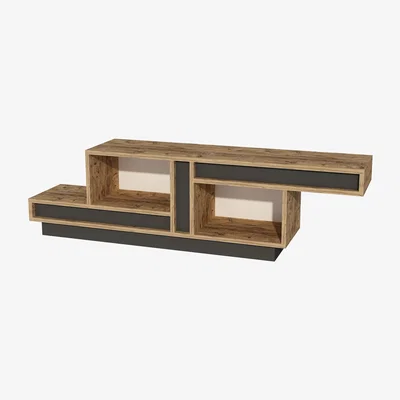 The Range Liberty TV Stand with Open Shelves - Atlantic Pine - Anthracite
