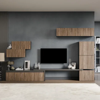 The Range Karma Wall Mounted Entertainment Center - Black and Alina Pattern