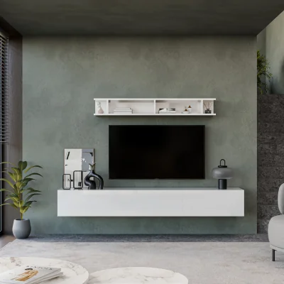 The Range Albi Wall Mounted Entertainment Center - High gloss White