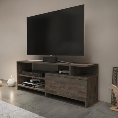 The Range Pulaski 120 cm Wide Moder TV Unit TV Stand with Shelves - Wenge Pattern
