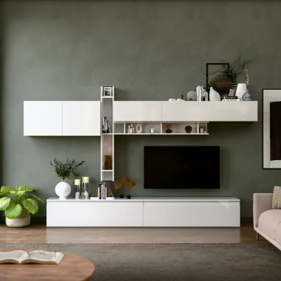 The Range Murcia Wall Mounted Entertainment Center - High gloss White