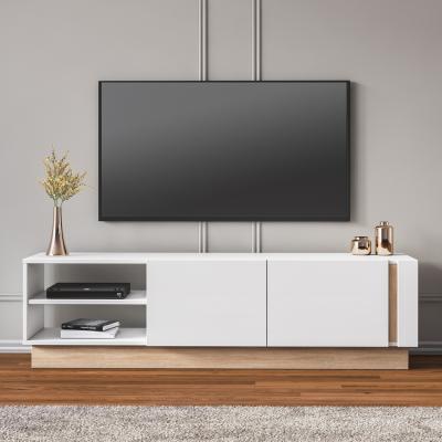 The Range Camillo Wide TV Stand - White and Light Walnut Colour - White