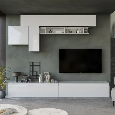 The Range Cascais Wall Mounted Entertainment Center - High gloss White