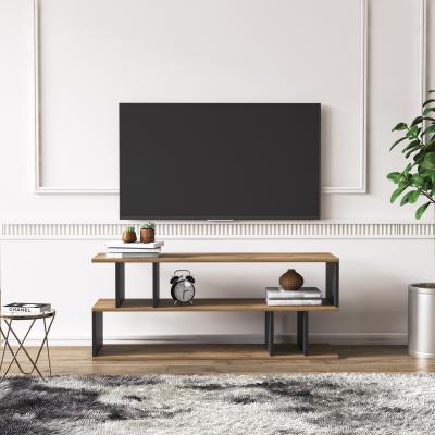 The Range Piramide Modern TV Stand and Media Console - Black and Walnut Colour - Black and Walnut