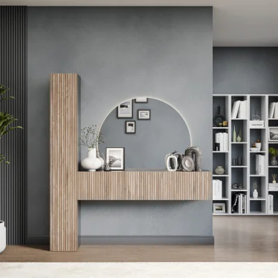 The Range Innsbruck Wall Mounted Entertainment Center - Black and Alina Pattern