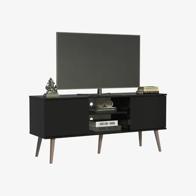 The Range Madesa Modern TV Stand for TVs up to 55 Inches, Wood, 60 H X 38 D X 138 L cm  - Black