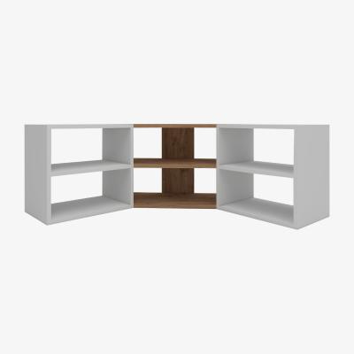 The Range Bonnett Corner TV Stand Entertainment Center - Atlantic Pine & White / Melamine Metal Particle Board Plastic PVC