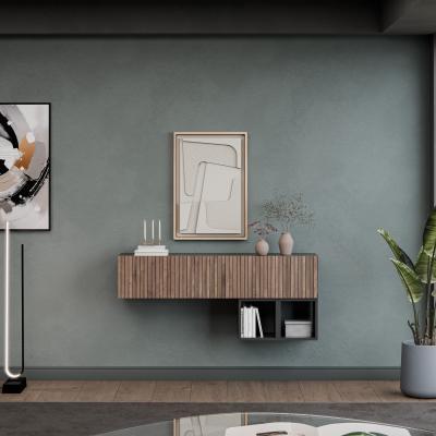 The Range Genova Wall Mounted Entertainment Center - Black and Alina Pattern