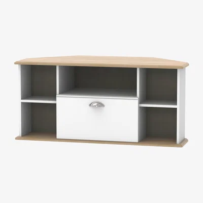 The Range Victoria Corner TV Unit - White Ash & Riviera Oak