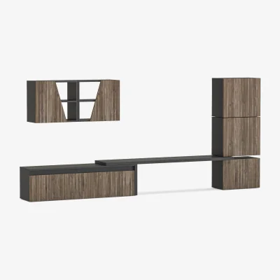 The Range York Wall Mounted Entertainment Center - Black and Alina Pattern