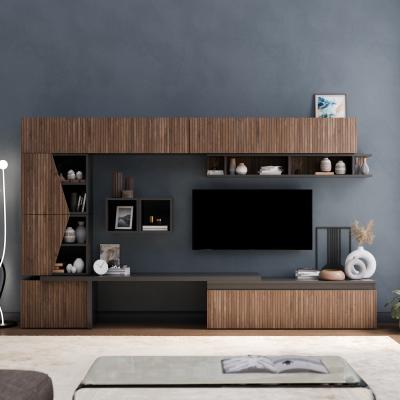 The Range London Wall Mounted Entertainment Center - Black and Alina Pattern