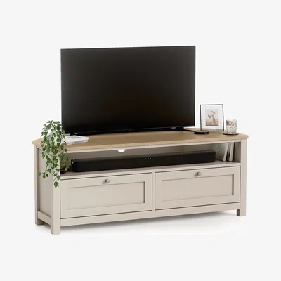 The Range Christow Dartmouth Corner TV Unit with Storage - Pebble