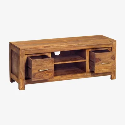 The Range Classic Style Sheesham Wood 2 Drawers and Shelf Stylish TV Media Unit - Brown