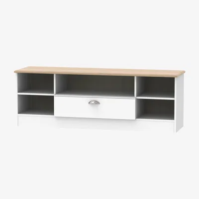 The Range Victoria Wide open TV unit - White Ash & Riviera Oak