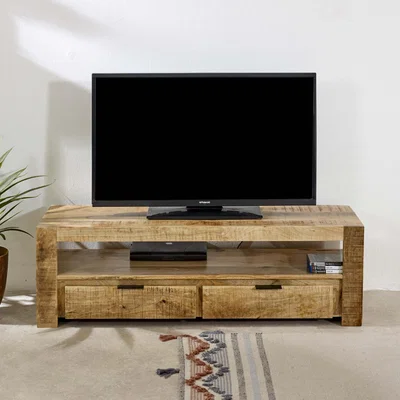The Range Surrey Solid Wood Tv Stand With 2 Drawers - Brown