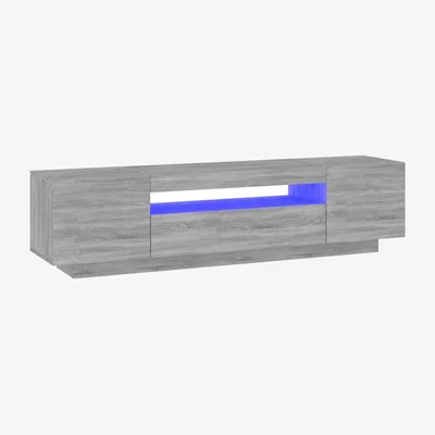 The Range TV Unit Cabinet light Grey with LED Lights 160cm - Light Grey