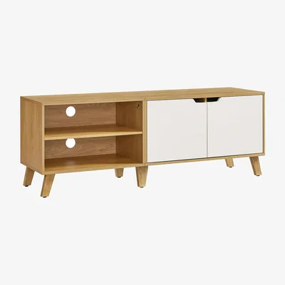 The Range VASAGLE TV Stand with 2 Doors and Adjustable Shelves - Yellow