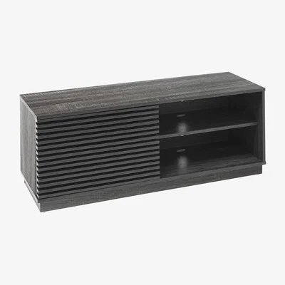 The Range One Door TV Unit Television Stand Slatted Design - Grey