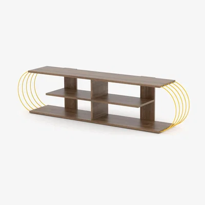 The Range Case TV Stand Media Unit Walnut Yellow - Walnut