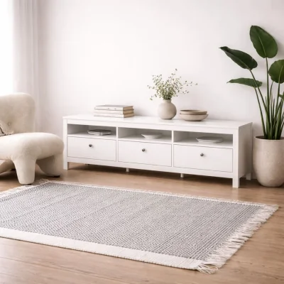 The Range Wyld Haus Gossmere Matt White Wooden TV Unit - 3 Drawers - White