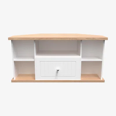 The Range Vienna Corner TV Unit - Porcelain Ash & Bardolino Oak
