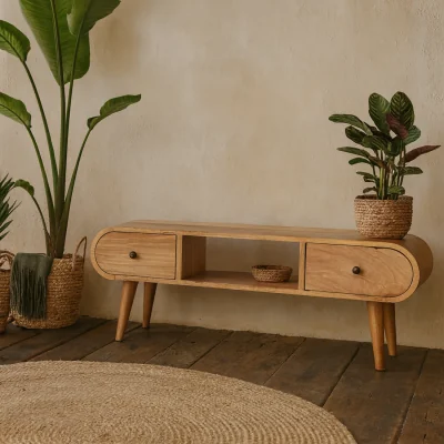 The Range Rimmini Oval Solid Mango Wood TV Media Unit - Brown
