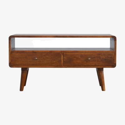 The Range Curved Grey Washed Media Unit-TV Stand - Orange