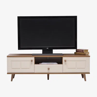 The Range Vivense Ladezma TV Unit - Walnut and Ecru - Yellow