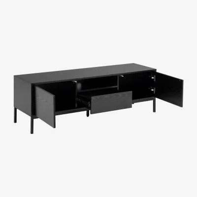 The Range Seaford 2 Door 1 Drawer TV Unit in Ash Black - Black