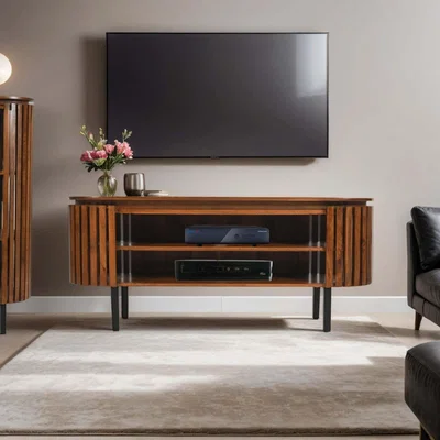 The Range Carney Mango Wood TV Cabinet upto 55 inch - Warm Walnut