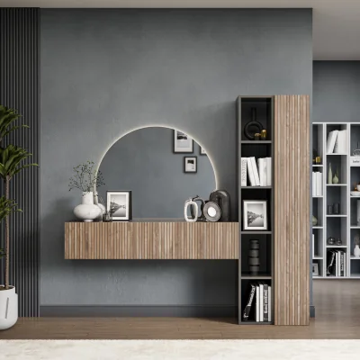 The Range Zurich Wall Mounted Entertainment Center - Black and Alina Pattern