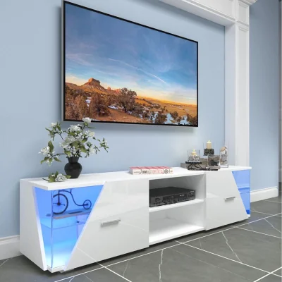 The Range Modern TV Unit with LED light Entertainment Unit Cupboard - White
