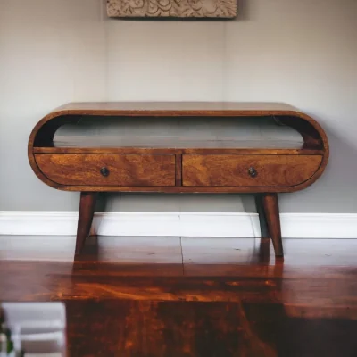 The Range Solid Wood Chestnut Circular TV Stand - Brown